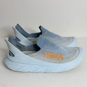 Hoka Restore TC Shoes Men 12 Womens 13 Light Blue Slip On Stretch Knit Unisex
